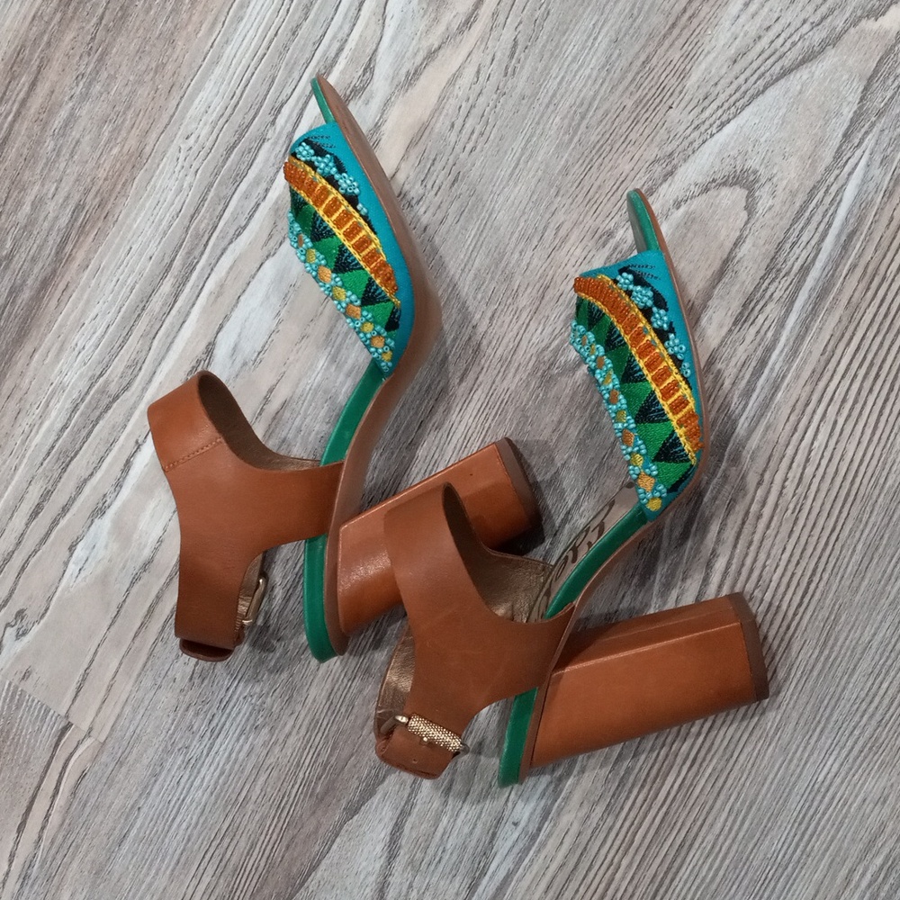 Sam Edelman Brown and Teal Heels - Picture 7 of 16
